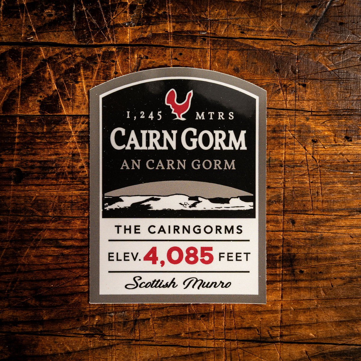Cairn Gorm waterproof vinyl sticker – 62mm x 62mm, UV resistant, dishwasher safe, Cairngorms sticker