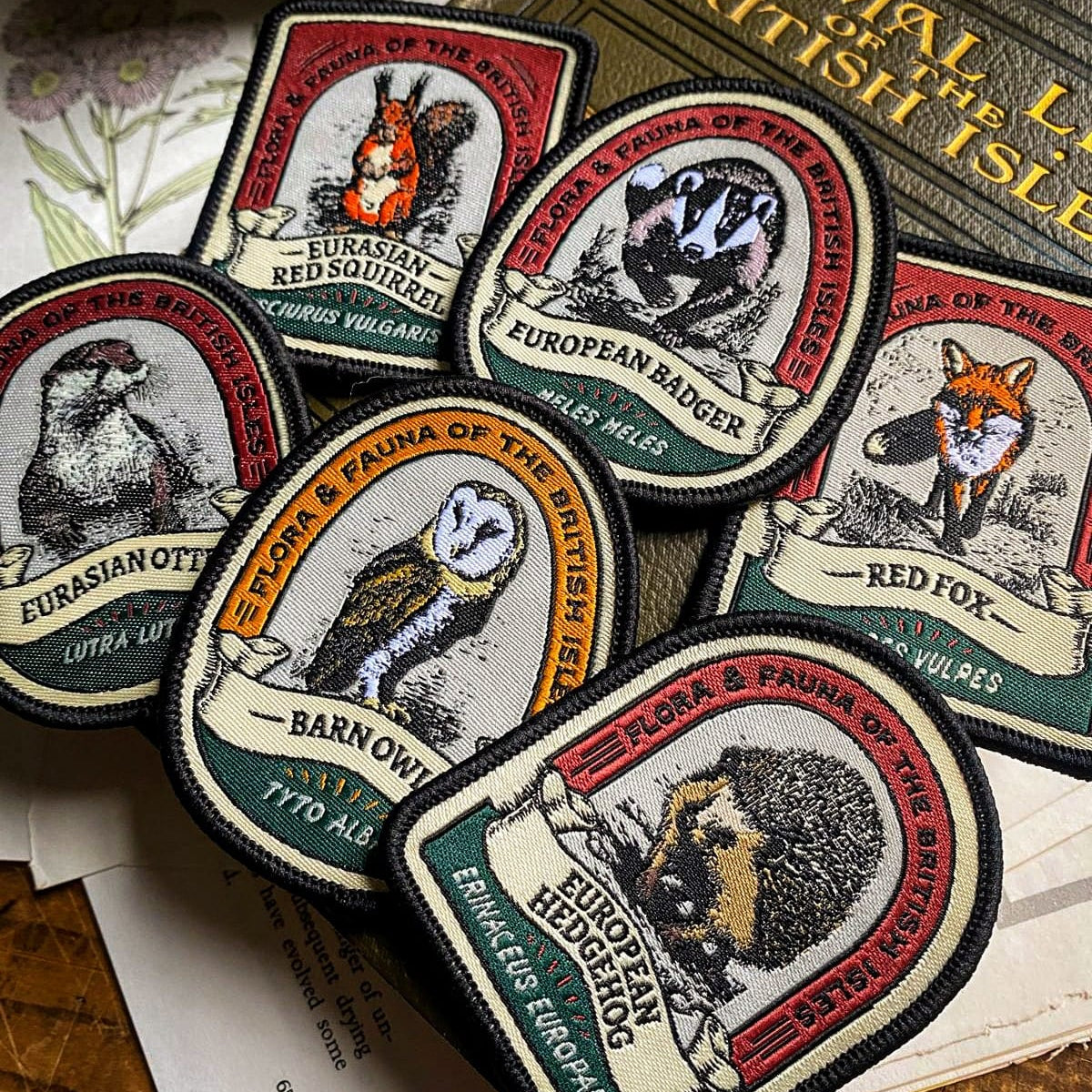 British Wildlife patches lifestyle shot with Red Deer - retro woven patches on outdoor gear