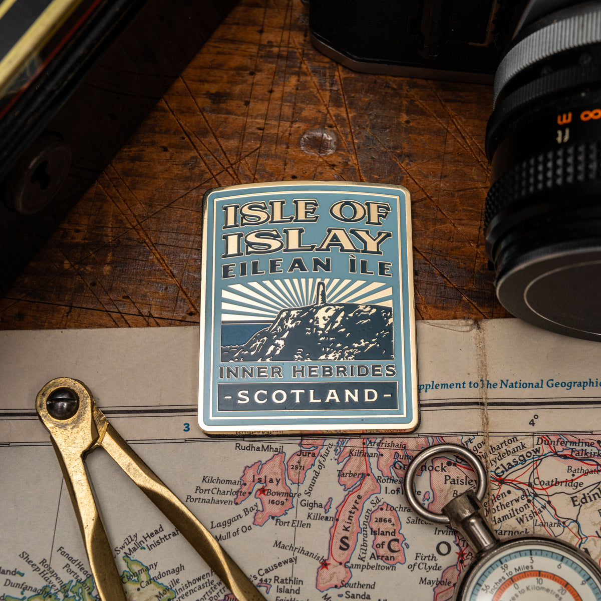 Isle of Islay hard enamel fridge magnet - Scottish whisky island, whisky label design