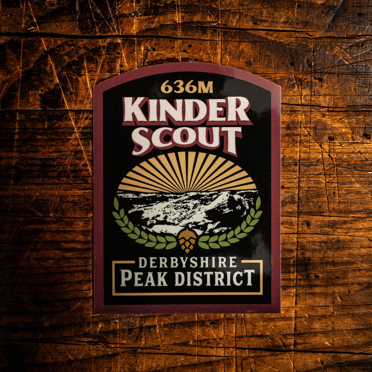 Kinder Scout waterproof vinyl sticker – Peak District highest point sticker, UV resistant, dishwasher safe