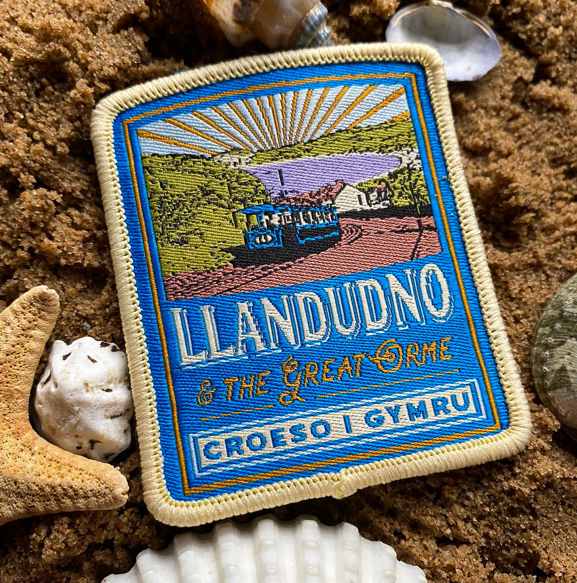 Llandudno patch and Welsh patches collection - Celtic design retro woven patches for Wales