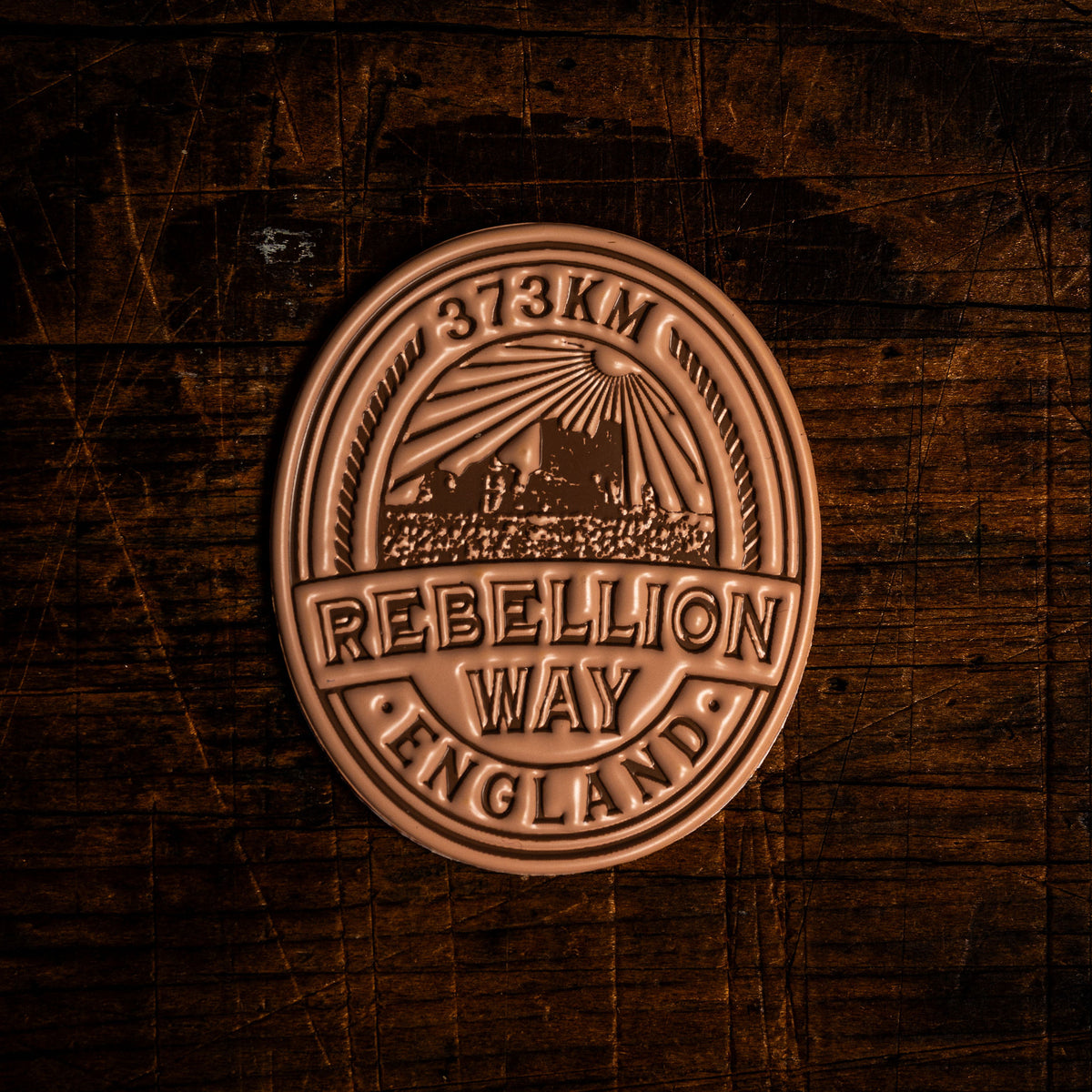 Rebellion Way bikepacking retro woven patch - iconic Norfolk cycling route, velcro-backed patch
