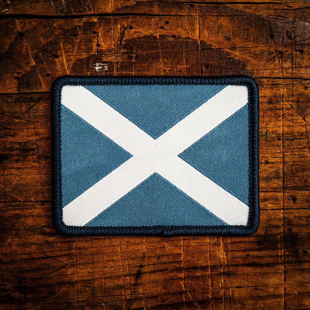 Saltire (Scotland flag) retro woven patch – Scotland's national flag in hiking patch style, iron-on