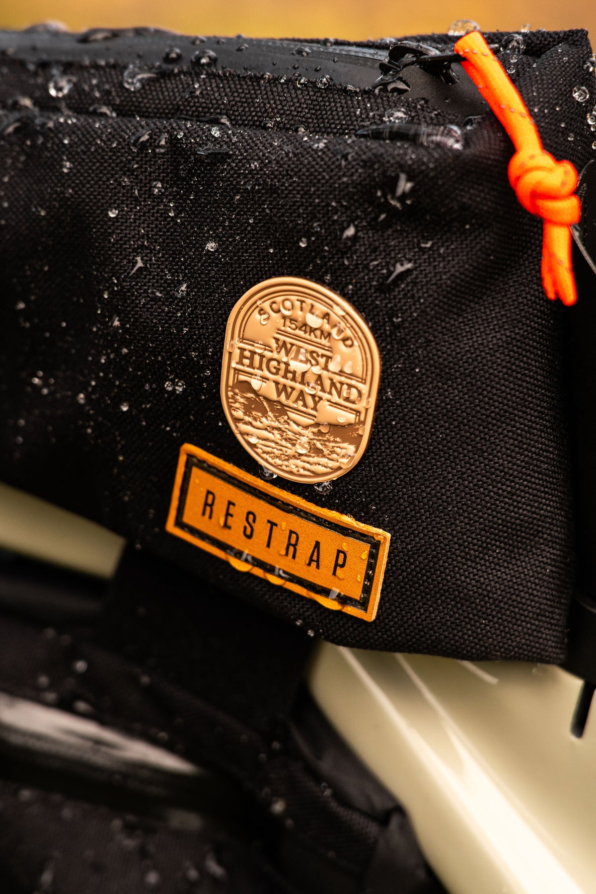 Bikepacking patches collection hero shot - retro woven patches for cycling route adventurers