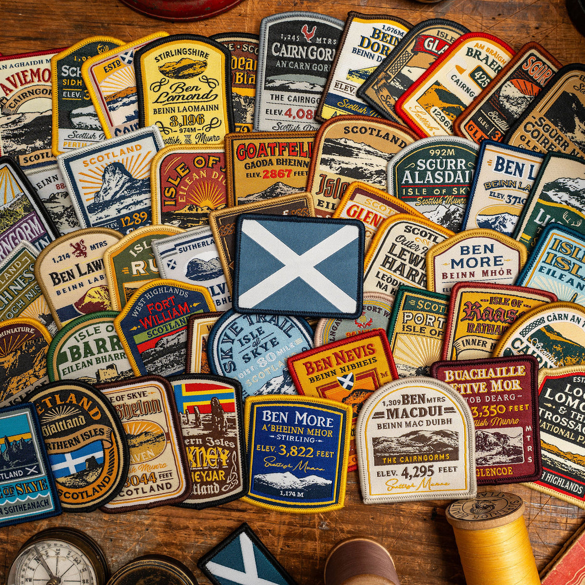 Adventure Patch Company Scottish Mountain patches hero shot – Ben Lomond patch included