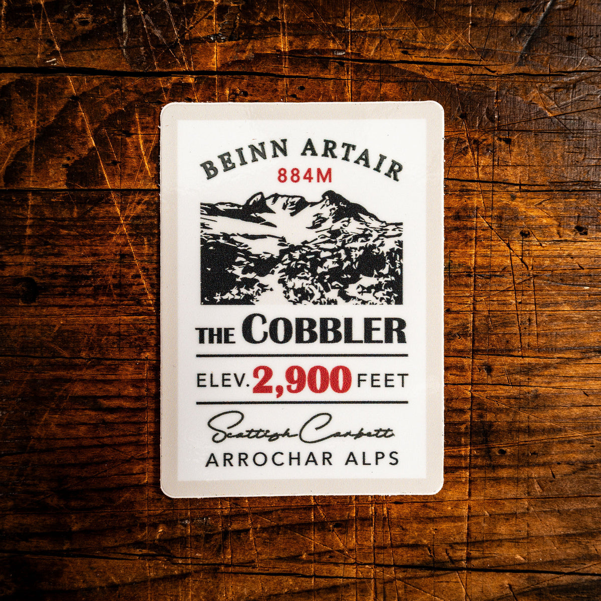 Beinn Artair (The Cobbler) waterproof vinyl sticker – 62mm x 62mm, UV resistant, Scottish mountain sticker
