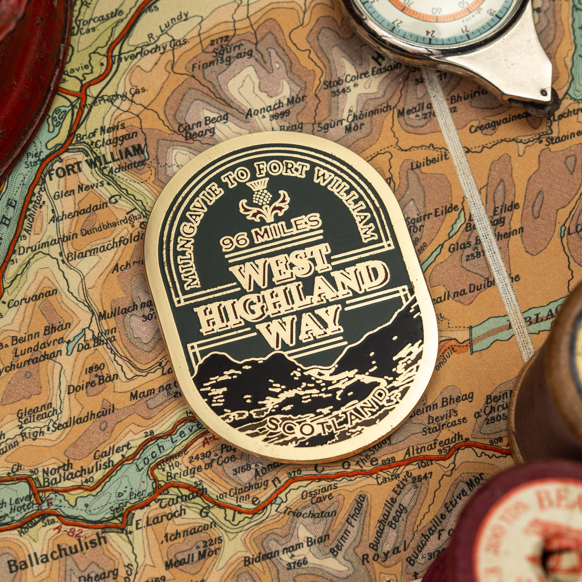 West Highland Way fridge magnet in packaging – hard enamel magnet for outdoor enthusiasts