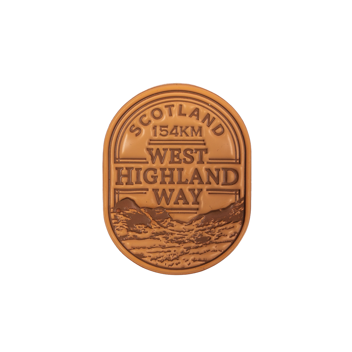 West Highland Way bikepacking patch close-up - retro woven cycling route patch product shot