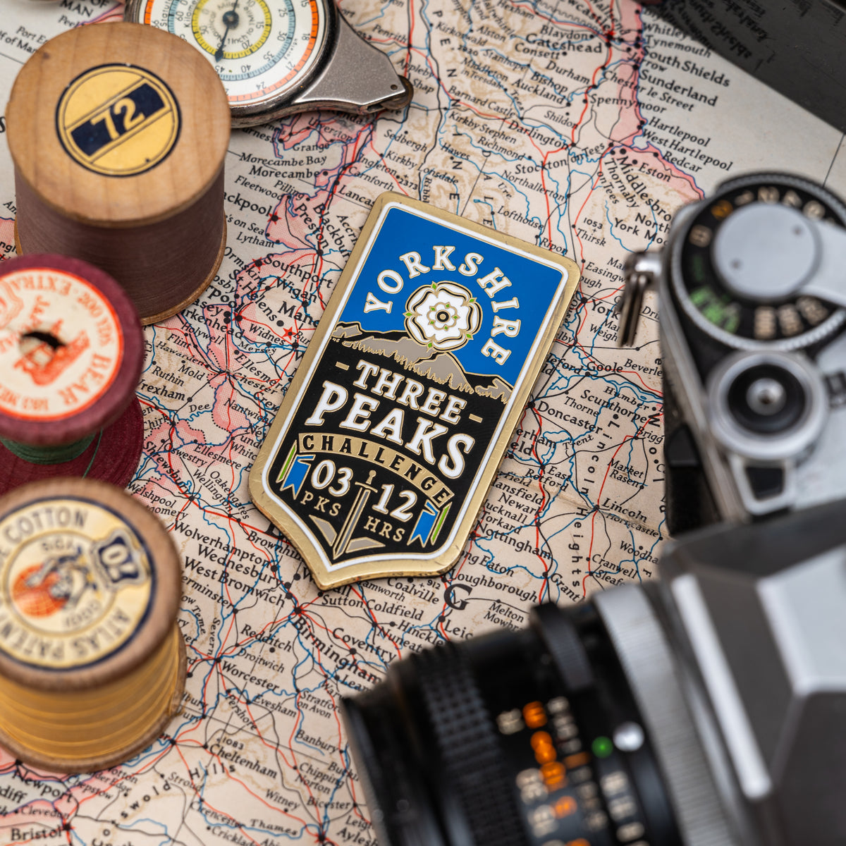 Yorkshire Three Peaks Challenge hard enamel fridge magnet - Ingleborough, Whernside, Pen-y-Ghent design
