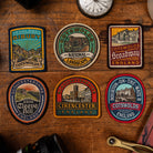 Six Cotswolds woven patches collection - retro hiking patches for Cotswolds walkers and outdoor enthusiasts
