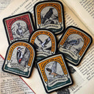 British Wildlife patches on outdoor gear including Mountain Hare - retro woven wildlife patches