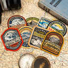 European Alps patches including Alphubel on old map - retro woven collection for Alpine mountaineers