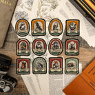 British Wildlife patches flat-lay collection - retro woven wildlife patches including Red Fox