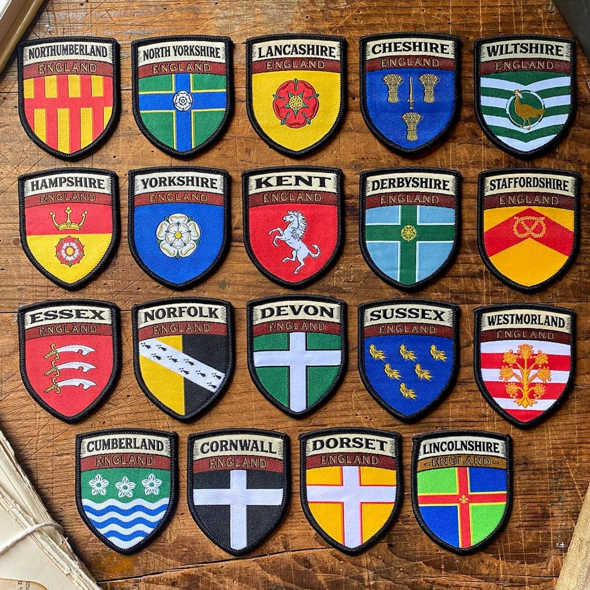 Yorkshire county flag patches collection - retro woven patches celebrating Yorkshire