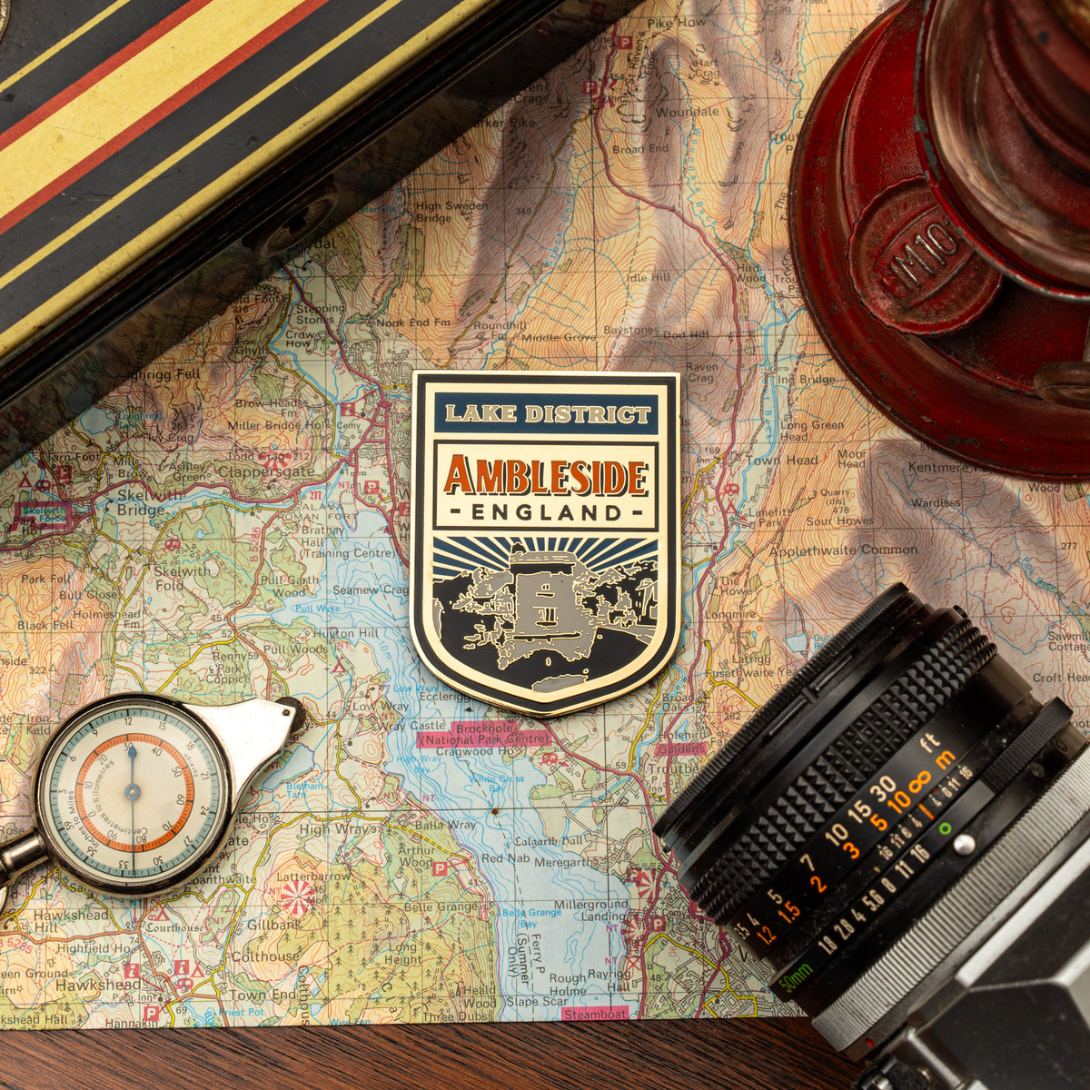 Ambleside hard enamel fridge magnet - Lake District town at the head of Windermere, beer pump clip design