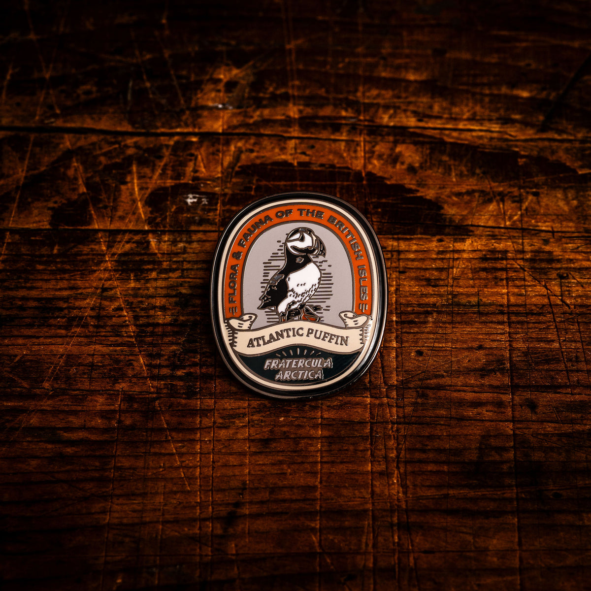 Atlantic Puffin hard enamel pin - iconic British seabird, wildlife design, butterfly clasp
