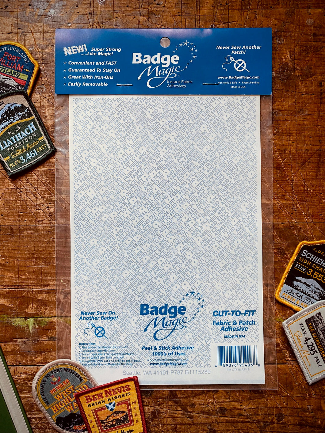 Badge Magic, patch adhesive sheet (cut to fit - up to 8 patches!)