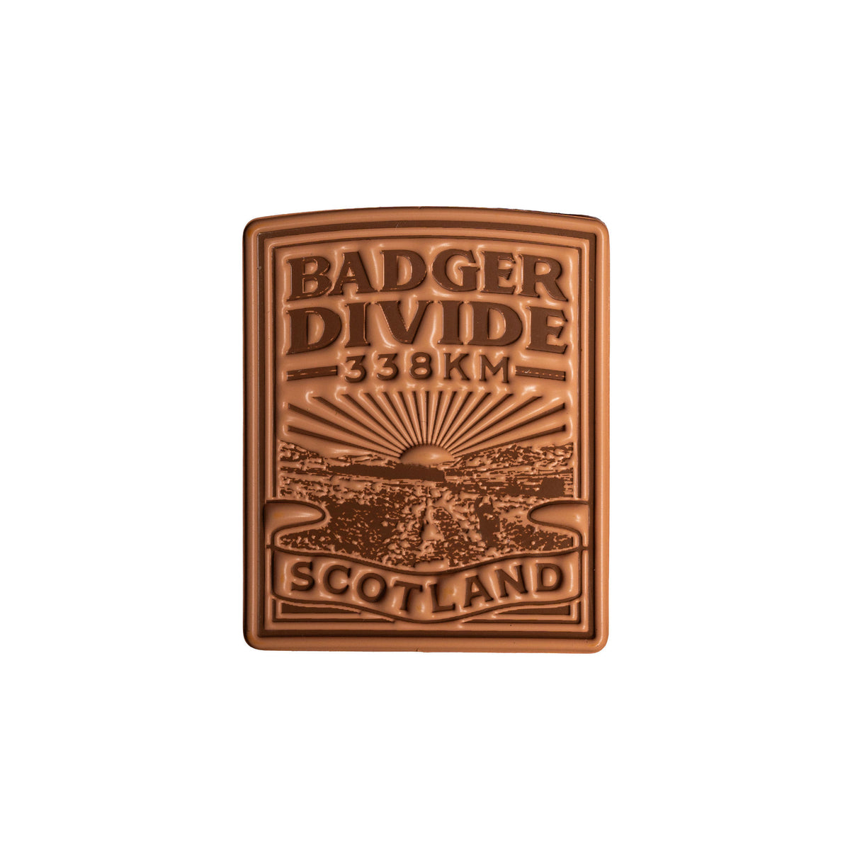 Badger Divide bikepacking patch close-up - retro woven cycling route patch product shot