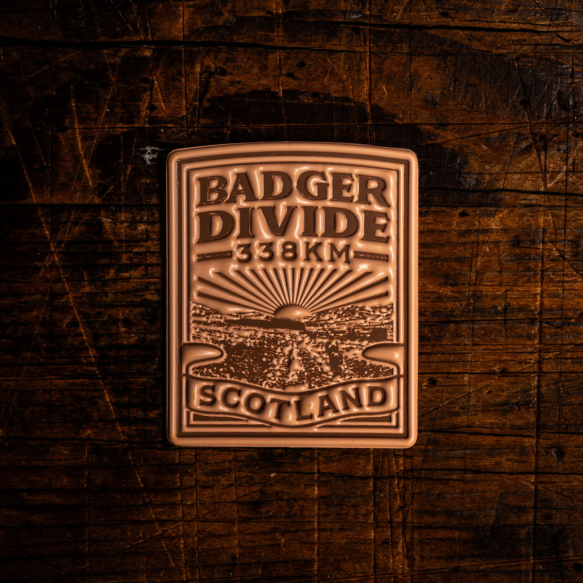 Badger Divide bikepacking retro woven patch - iconic Scottish off-road cycling route, velcro-backed patch