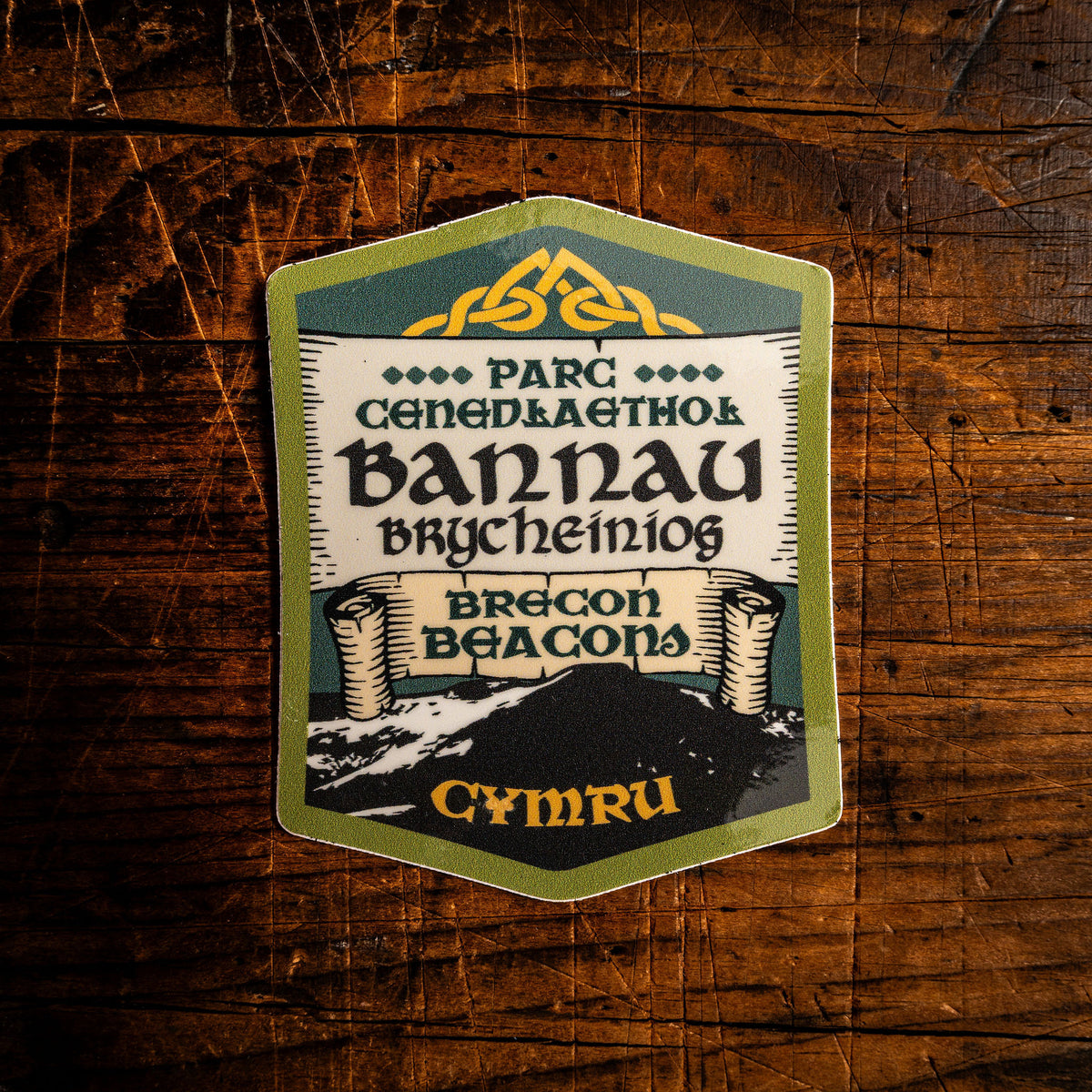 Bannau Brycheiniog (Brecon Beacons) waterproof vinyl sticker – 62mm x 62mm, UV resistant, dishwasher safe
