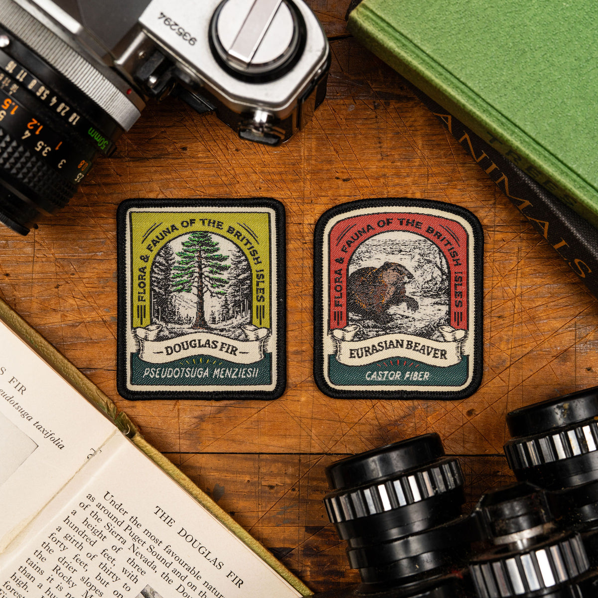 Eurasian Beaver patch lifestyle shot - retro woven British wildlife patch on outdoor gear