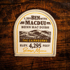 Ben Macdui retro woven patch – Cairngorms Munro, Scotland, vintage whisky label design, iron-on