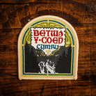 Betws-y-Coed Celtic design woven patch – picturesque village in Snowdonia, Wales, iron-on backing