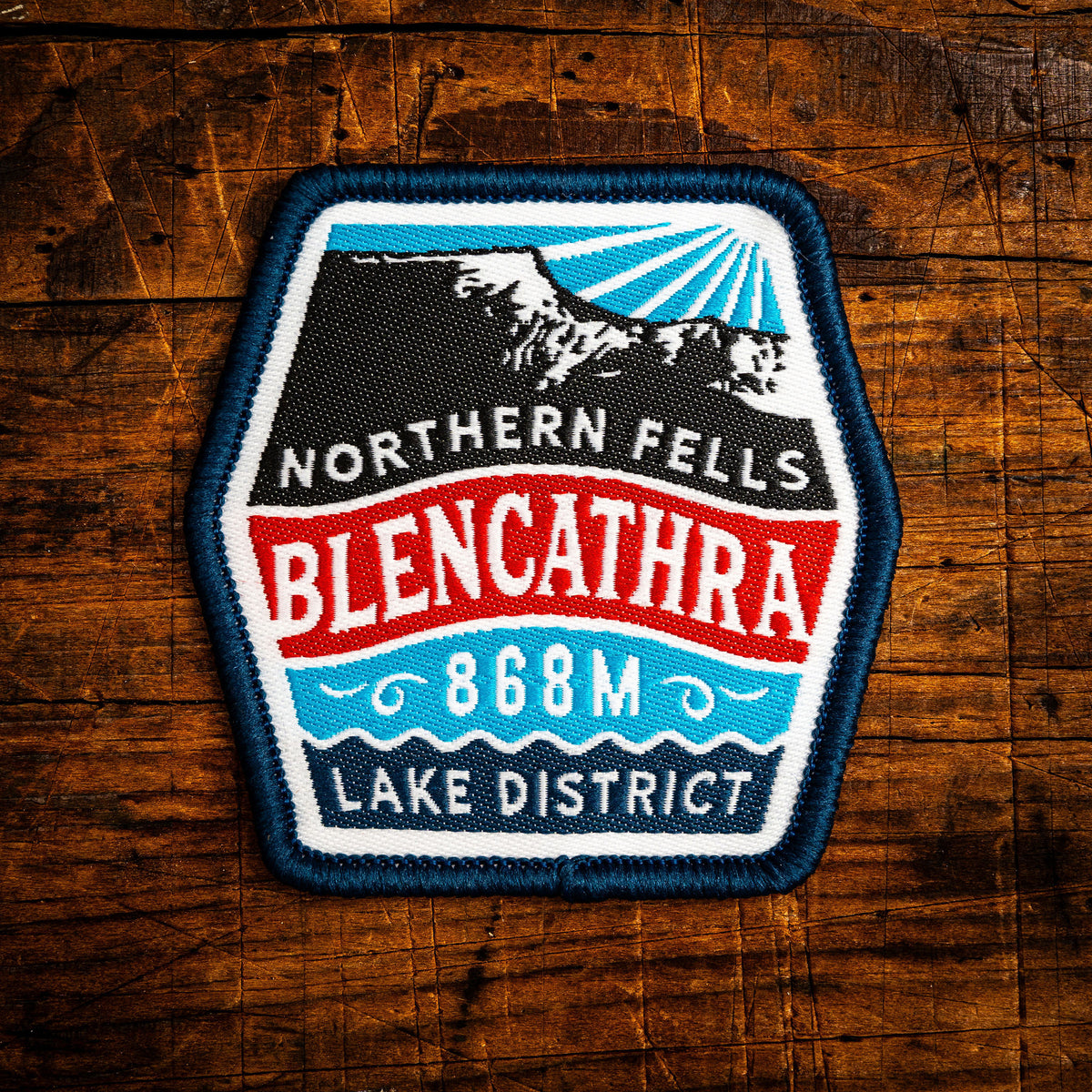 Blencathra retro woven patch – Northern Fells Wainwright, Lake District, iron-on, recycled yarn