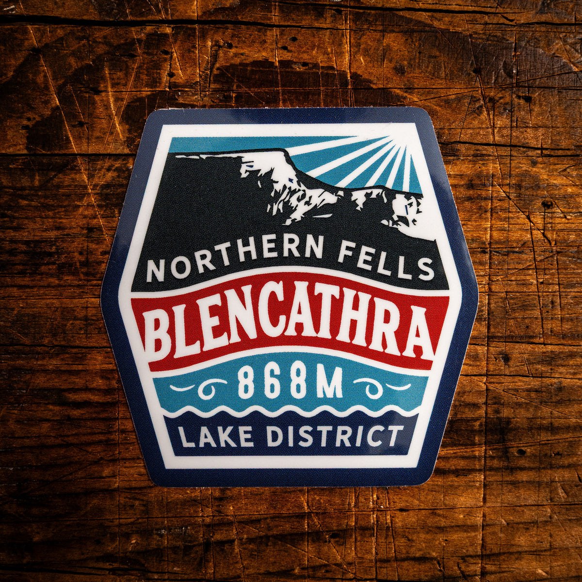 Blencathra waterproof vinyl sticker – 62mm x 62mm, UV resistant, dishwasher safe, recycled yarn design