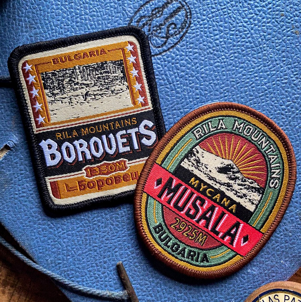 Borovets patch lifestyle shot - retro woven patch for ski resort and mountain enthusiasts