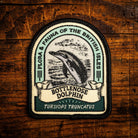 Bottlenose Dolphin retro woven patch - intelligent British coastal mammal, wildlife patch, iron-on