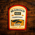 Braeriach retro woven patch – iconic Cairngorms Munro, Scotland, whisky label design, iron-on backing