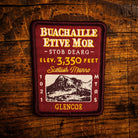 Buachaille Etive Mor retro woven patch – iconic Glen Coe Munro, Scotland, whisky label design, iron-on
