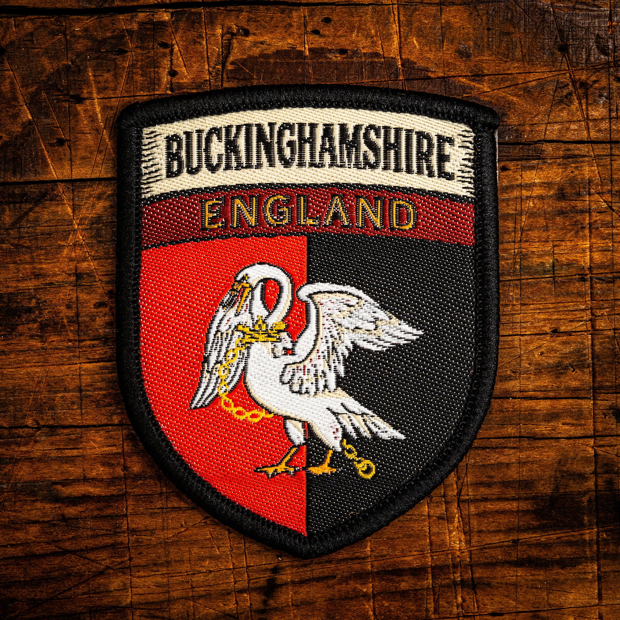 Buckinghamshire county flag retro woven patch - county flag of Buckinghamshire, England, iron-on