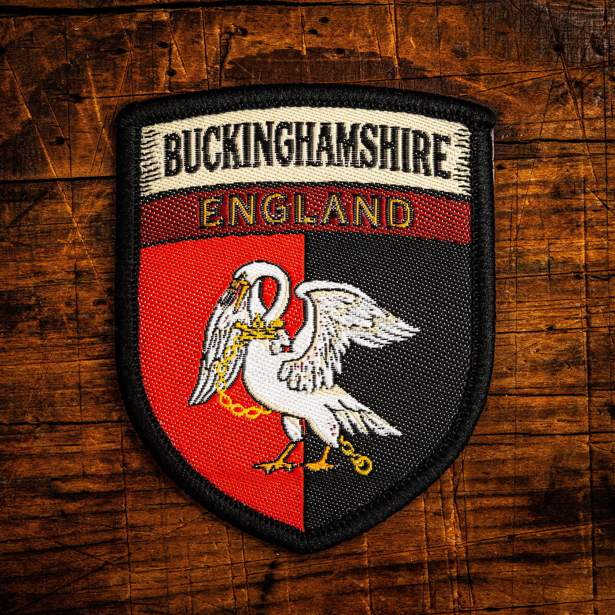 Buckinghamshire county flag retro woven patch - county flag of Buckinghamshire, England, iron-on
