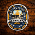 Carlton Bank retro woven patch - popular North York Moors hill and gliding site, iron-on backing