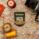 Castleton fridge magnet close-up detail - hard enamel magnetic keepsake for Peak District visitors