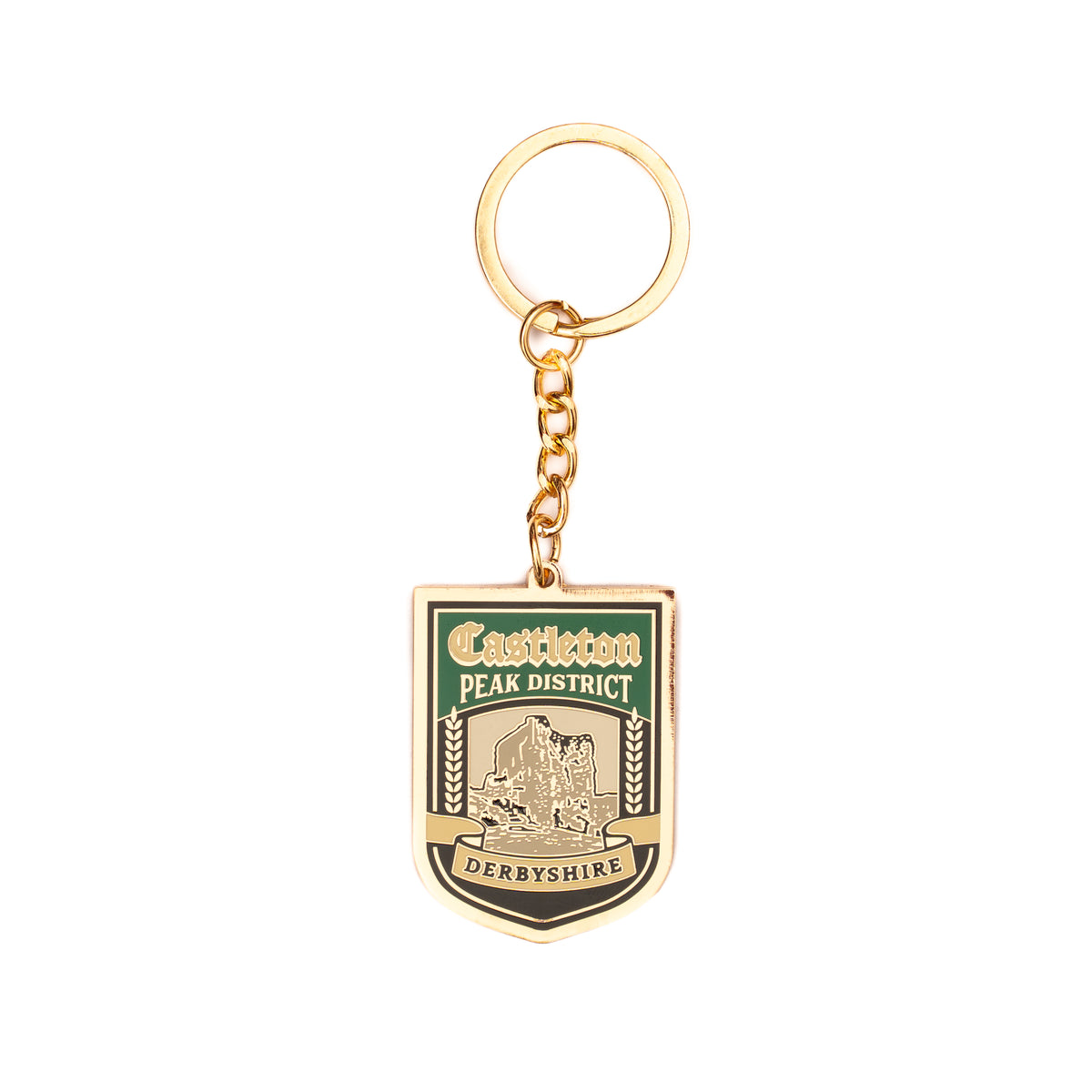 Castleton hard enamel keyring - Peak District village, pub sign design