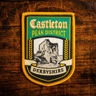 Castleton retro woven patch – beautiful Peak District village in Hope Valley, pub sign design, iron-on