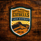 Catbells retro woven patch – North Western Fells Wainwright, Lake District, iron-on backing