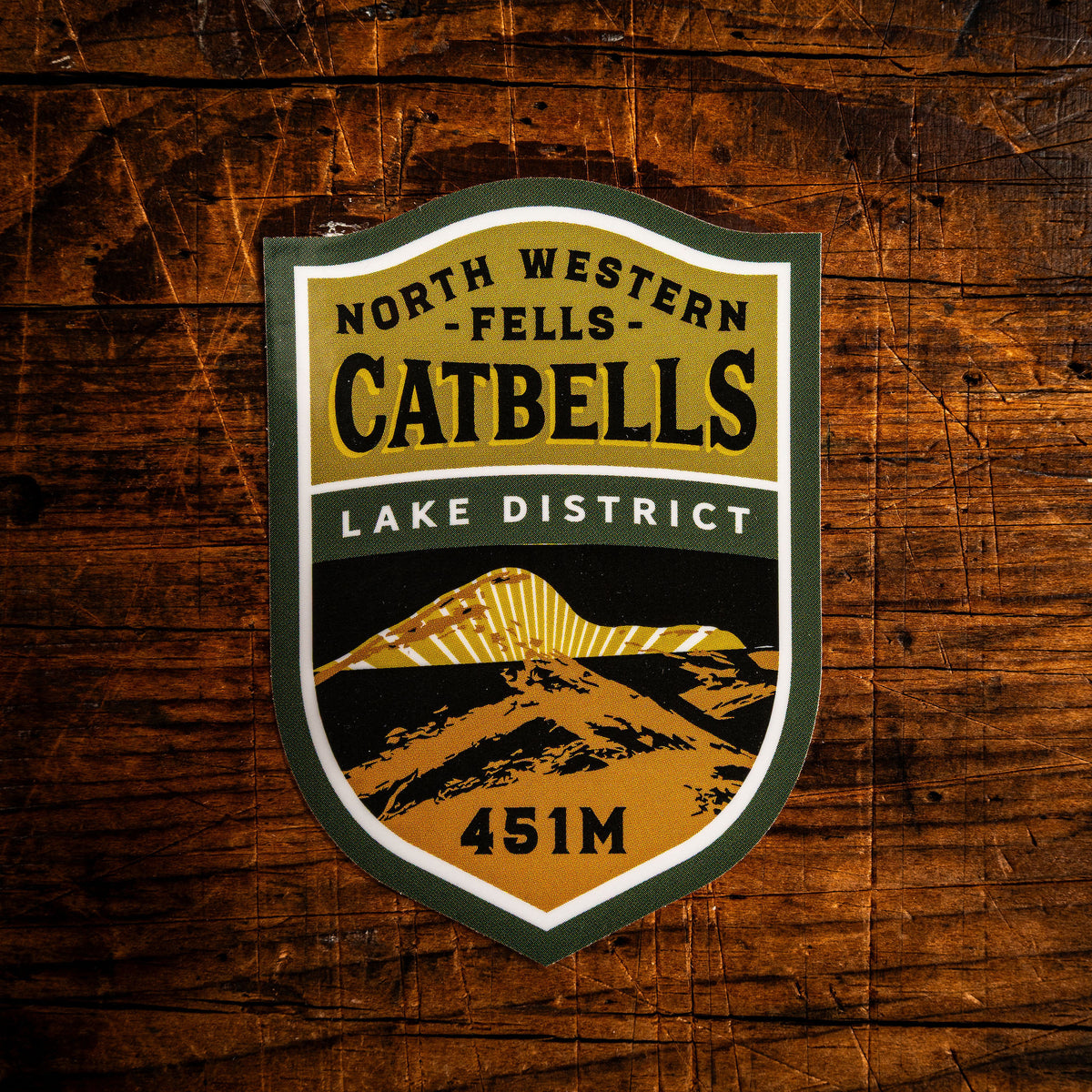Catbells waterproof vinyl sticker – 54mm x 76mm, UV resistant, dishwasher safe Lake District fell sticker