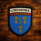 Cheshire county flag retro woven patch - county flag of Cheshire, England, iron-on backing