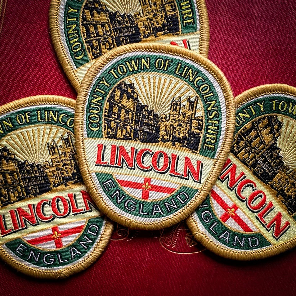Lincolnshire patches collection including City of Lincoln - retro woven hiking patches