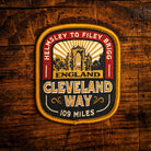 Cleveland Way retro woven patch - national trail through North York Moors and coast, iron-on backing