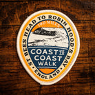 Coast to Coast Walk retro woven patch – St Bees to Robin Hood's Bay long distance walk, iron-on backing