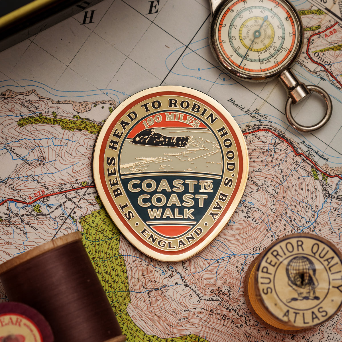 Wainwright's Coast to Coast Walk hard enamel fridge magnet - iconic long distance walking route