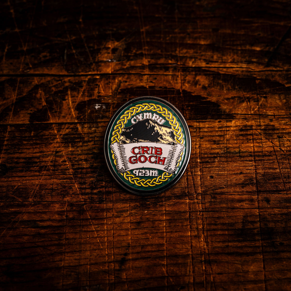 Crib Goch hard enamel pin - iconic knife-edge ridge in Snowdonia, Celtic design, butterfly clasp