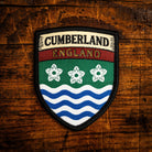 Cumberland county flag retro woven patch - county flag of Cumberland, England, iron-on backing
