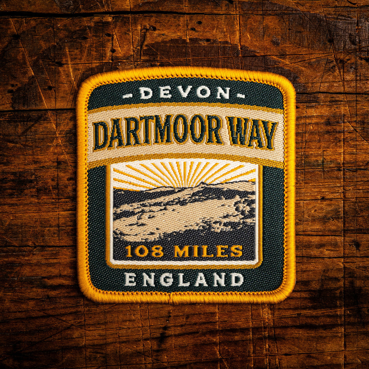 Dartmoor Way retro woven patch – 108 mile circular route through Dartmoor National Park, iron-on