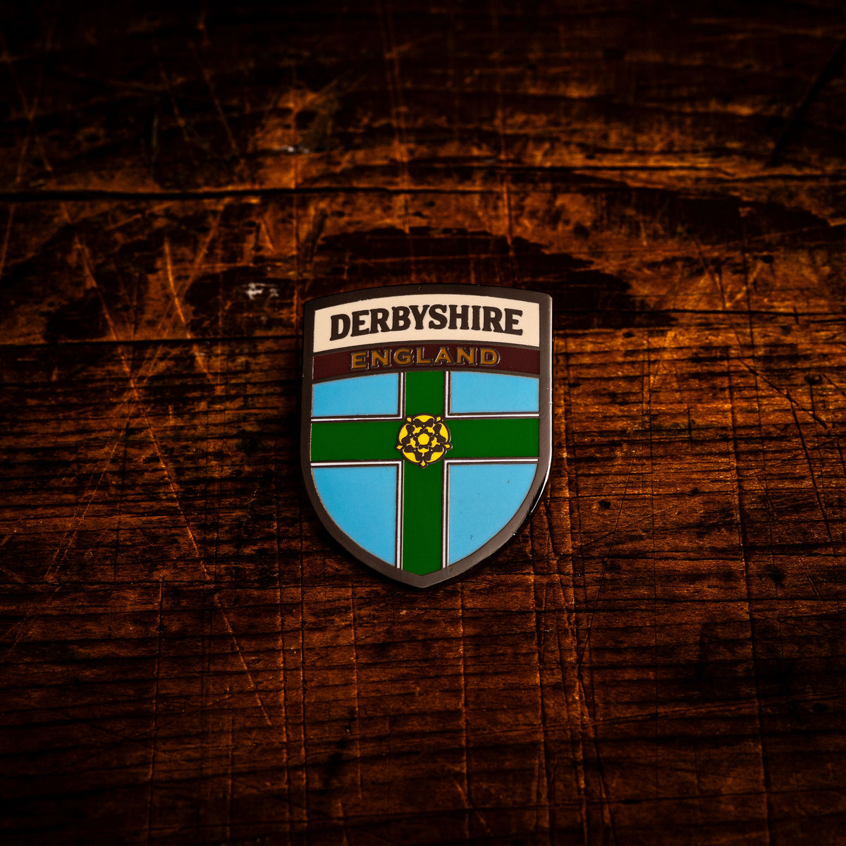 Derbyshire County Flag hard enamel pin - county flag of Derbyshire, butterfly clasp